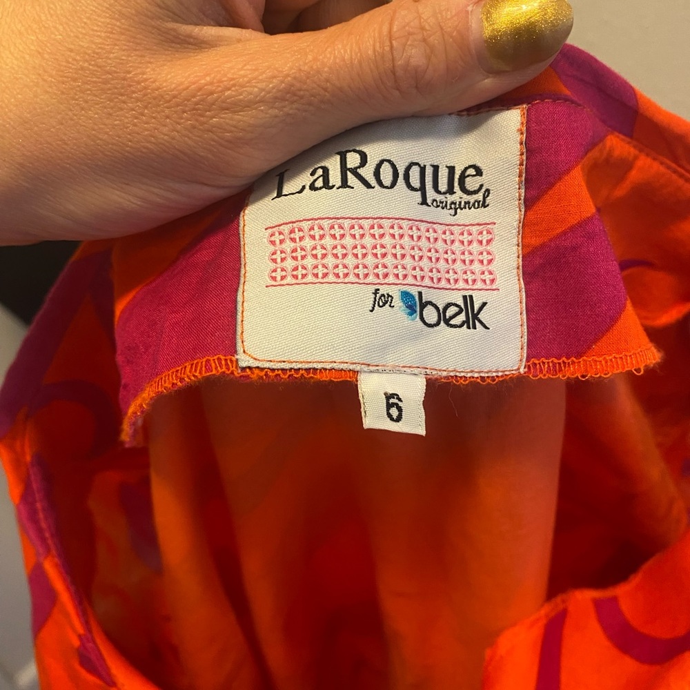 LaRoque for Belk Pink Orange Shawl Collar Dress Peter Pan Collar 50s 50s Retro 6 - Picture 11 of 14